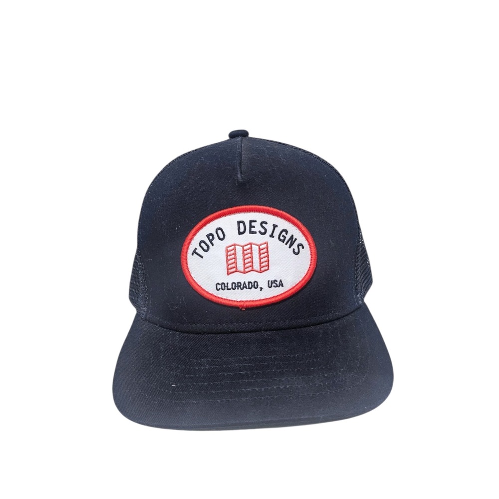 Topo Designs Colorado USA Navy Blue Mesh Trucker Hat Snapback Cap